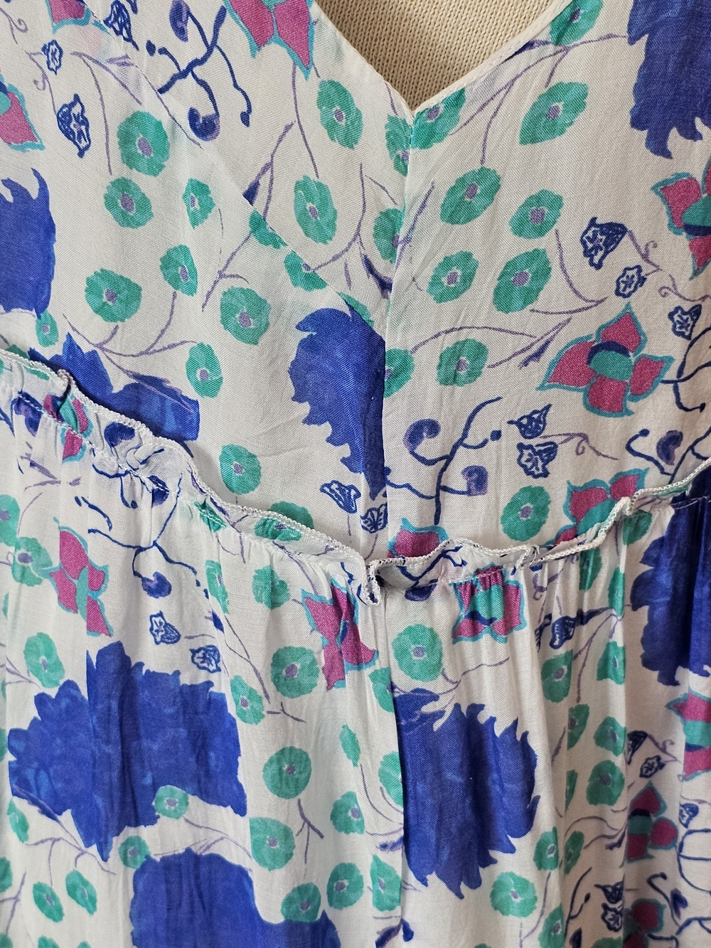 Oliphant Tiered Floral Midi Dress Size M 100% Cotton Silk Blend Floral Boho - Picture 9 of 13